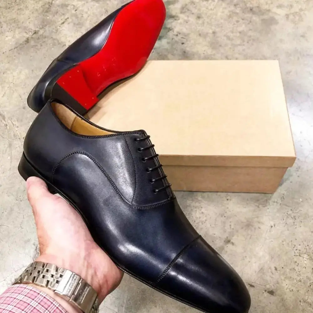 Men’s PU Low Heel Lace Up Business Leather Shoes - Black / 38