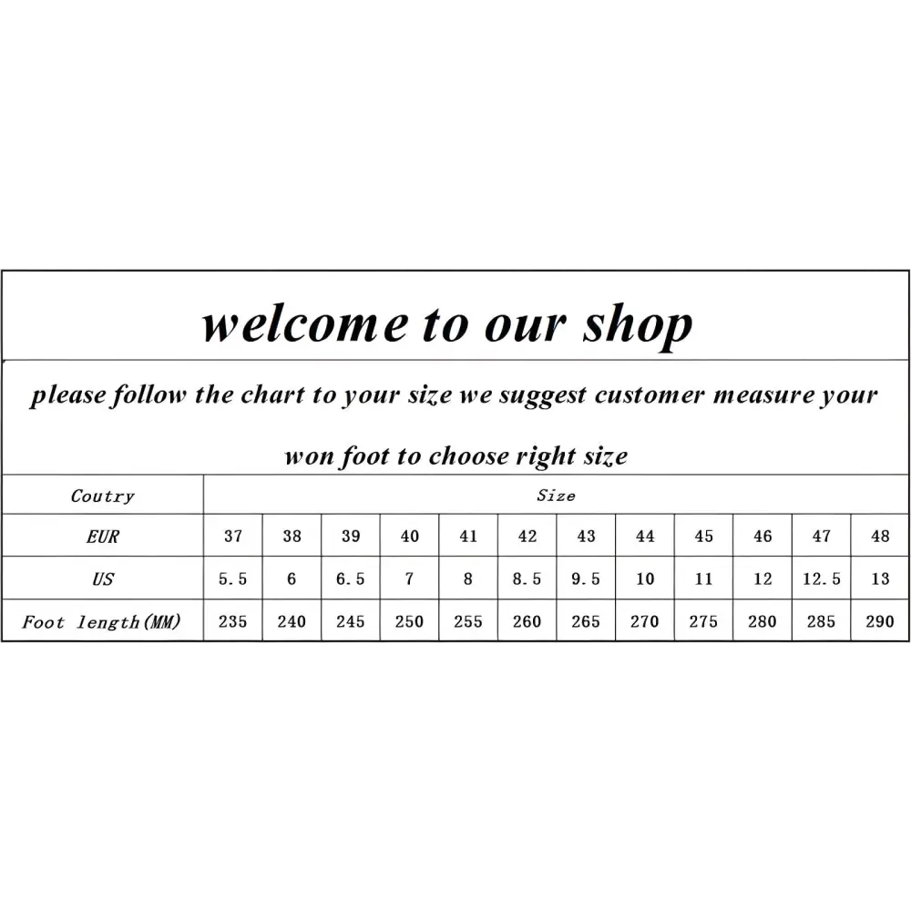 Shoe size conversion chart for Men’s PU Low Heel Lace Up Business Leather Shoes