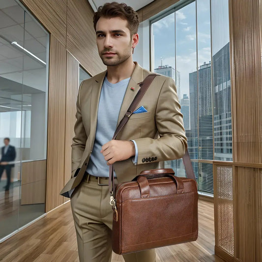 Men's Real-leather Handbag First Layer Cowhide Beyond Trends Hub