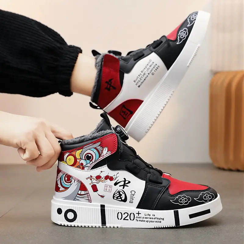 Men’s shoes autumn high top anti slip board shoes men’s styles spring and autumn styles student casual sports shoes