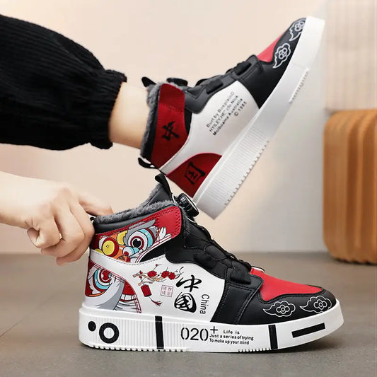 Men’s shoes autumn high top anti slip board shoes men’s styles spring and autumn styles student casual sports shoes