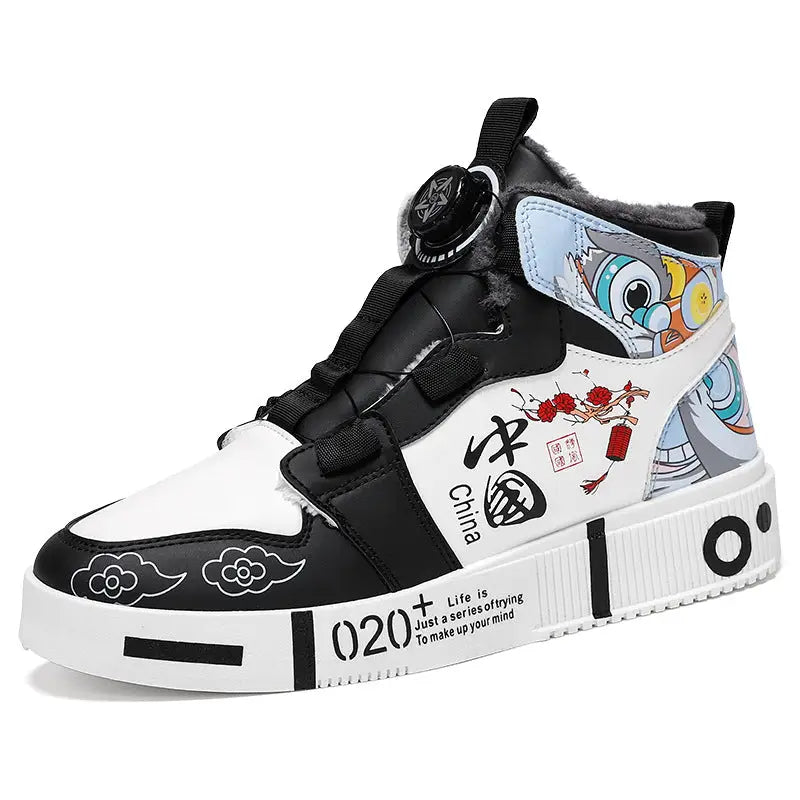 Men’s shoes autumn high top anti slip board shoes men’s styles spring and autumn styles student casual sports shoes
