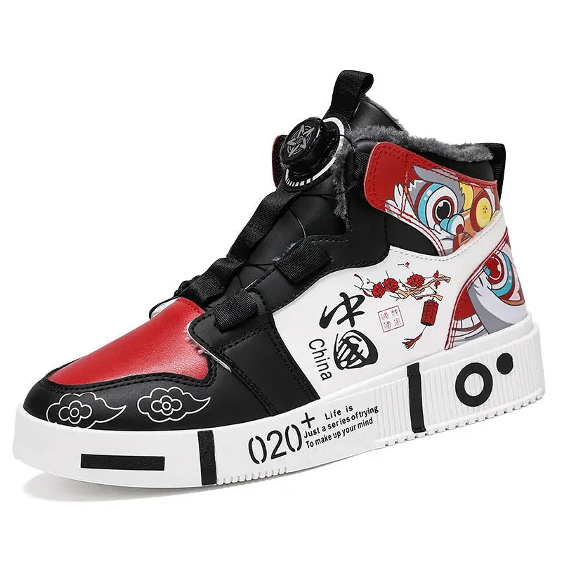 Men’s shoes autumn high top anti slip board shoes men’s styles spring and autumn styles student casual sports shoes