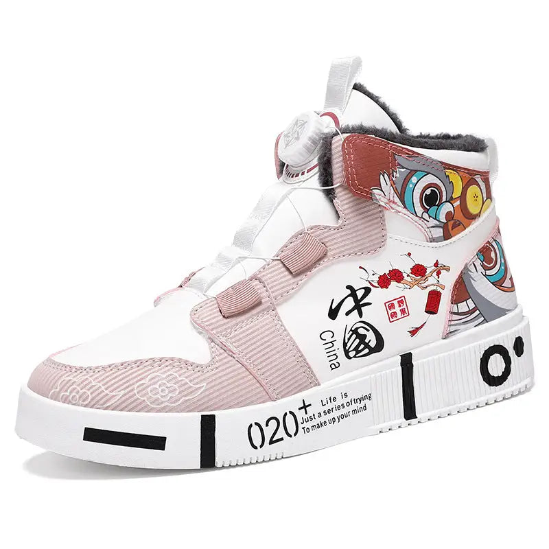 Men’s shoes autumn high top anti slip board shoes men’s styles spring and autumn styles student casual sports shoes
