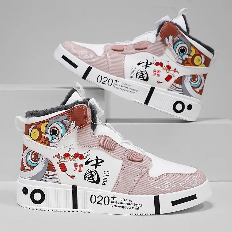 Men’s shoes autumn high top anti slip board shoes men’s styles spring and autumn styles student casual sports shoes