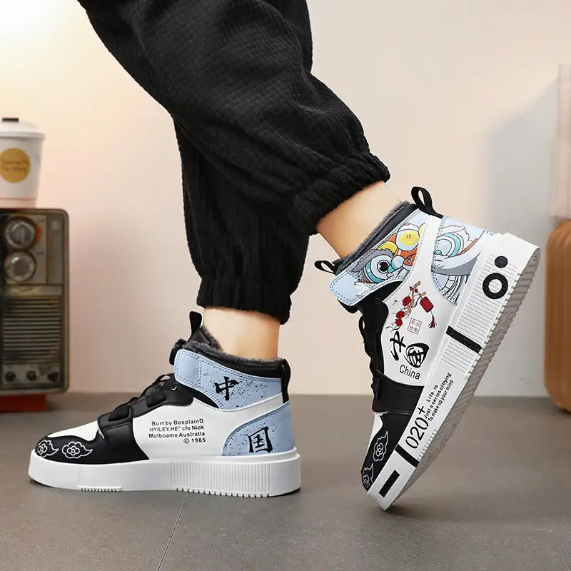 Men’s shoes autumn high top anti slip board shoes men’s styles spring and autumn styles student casual sports shoes
