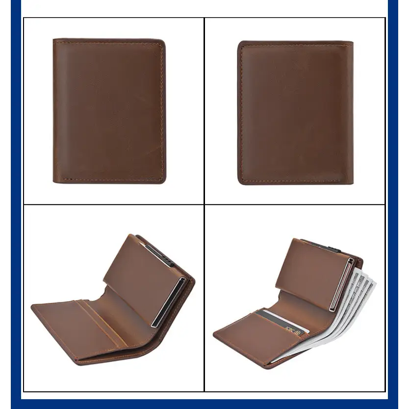 Men's Short Automatic Pop-up Aluminum Alloy Card Package Anti-theft Swiping Anti-magnetic Card Cover Cassette Beyond Trends Hub