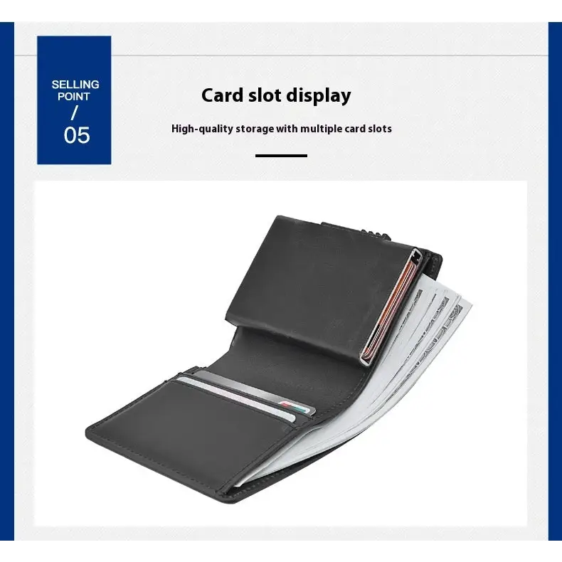 Men's Short Automatic Pop-up Aluminum Alloy Card Package Anti-theft Swiping Anti-magnetic Card Cover Cassette Beyond Trends Hub