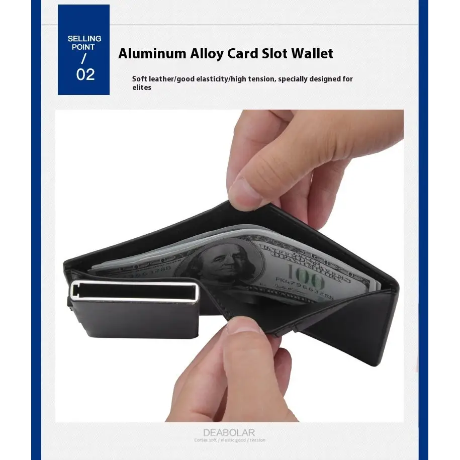 Men's Short Automatic Pop-up Aluminum Alloy Card Package Anti-theft Swiping Anti-magnetic Card Cover Cassette Beyond Trends Hub