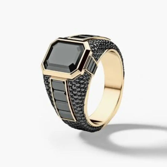 Men’s Simple Alloy Inlaid Zircon Ring