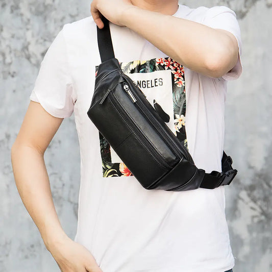 Men’s Sports Sheepskin Diagonal Chest Bag