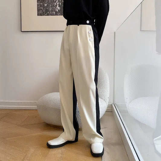 Men’s Stitching Contrast Light Business Casual Pants