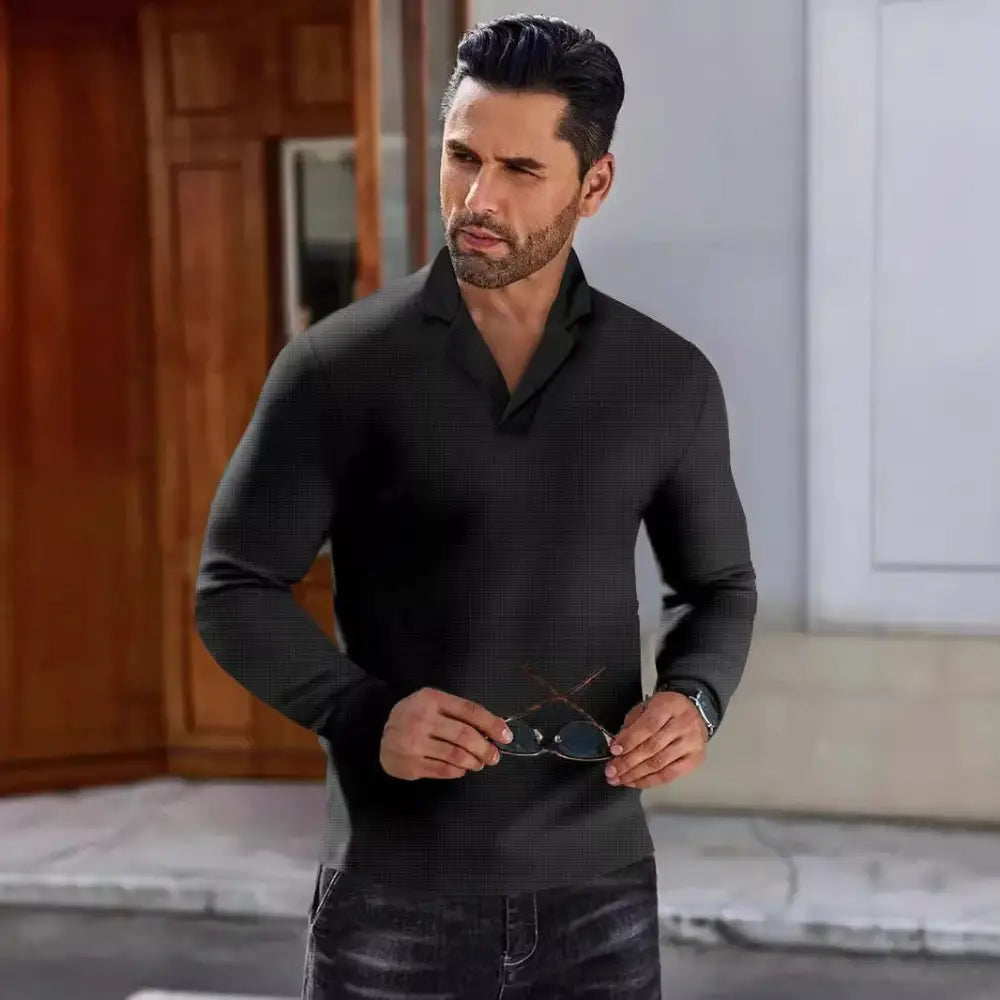 Men’s Suit Collar Solid Color Casual Shirt Beyond Trends Hub