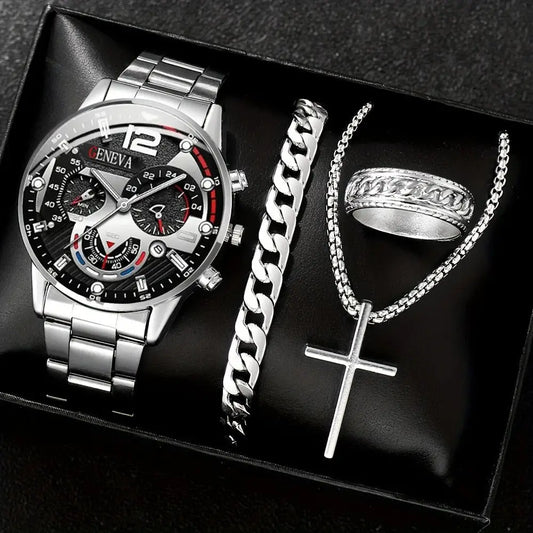 Men’s Temperament Business Watch All-match Cross Steel Belt