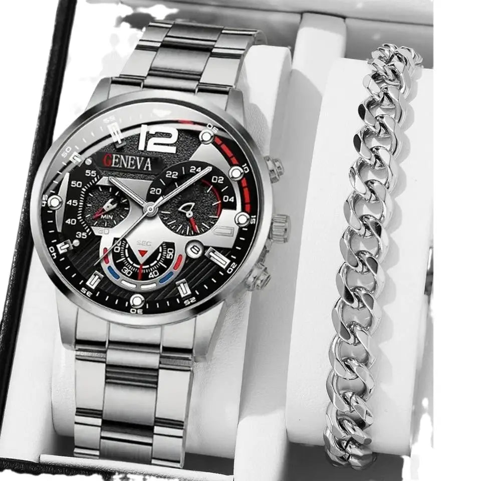 Men’s Temperament Business Watch All-match Cross Steel Belt
