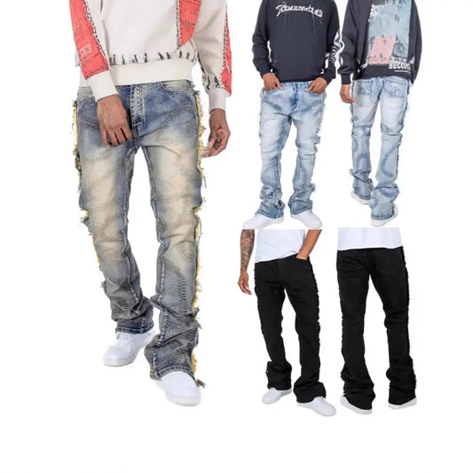Men’s Trousers Slightly Stretch Embroidered Jeans