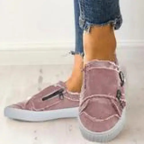 Metal buckle canvas shoes - Pink / 36