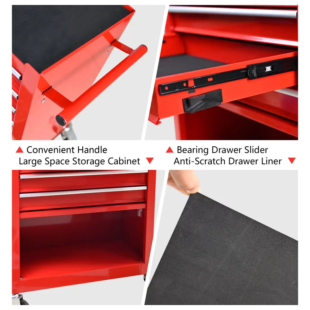 Metal Tool Cabinet With Tool Set - Red - 5