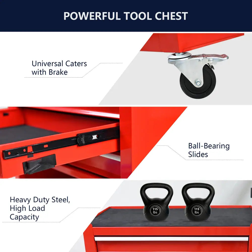 Metal Tool Cabinet With Tool Set - Red - 5