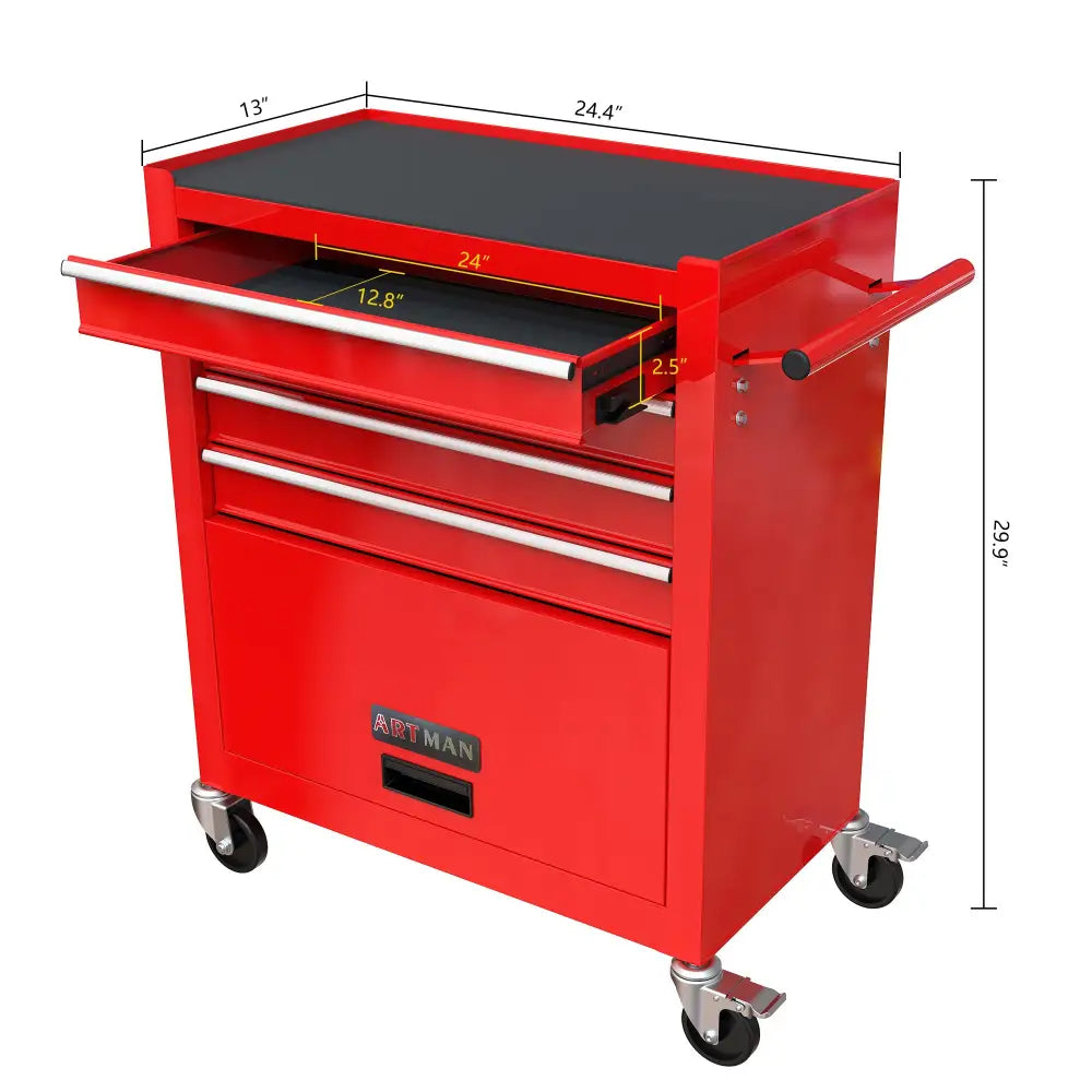 Metal Tool Cabinet With Tool Set - Red - 5