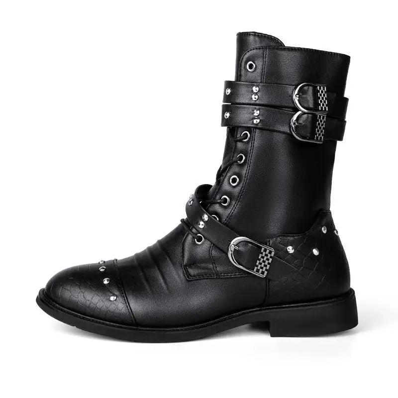Middle Tube Leather Boots Ceremonial Motorcycle Men's Martin Performance Beyond Trends Hub