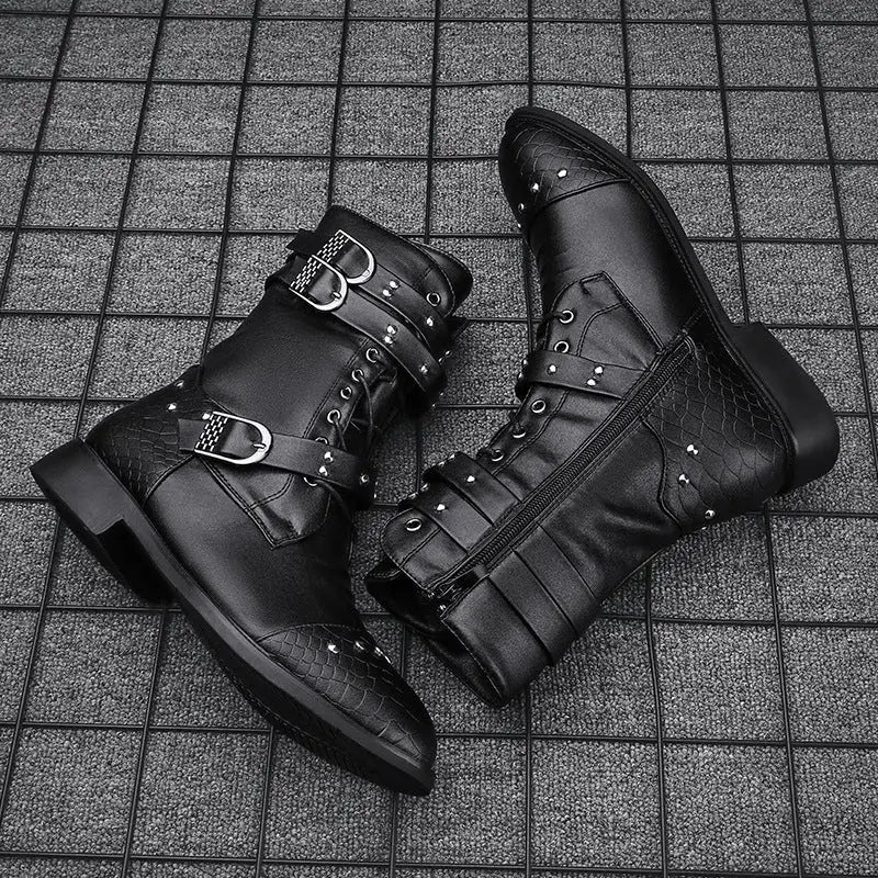 Middle Tube Leather Boots Ceremonial Motorcycle Men's Martin Performance Beyond Trends Hub