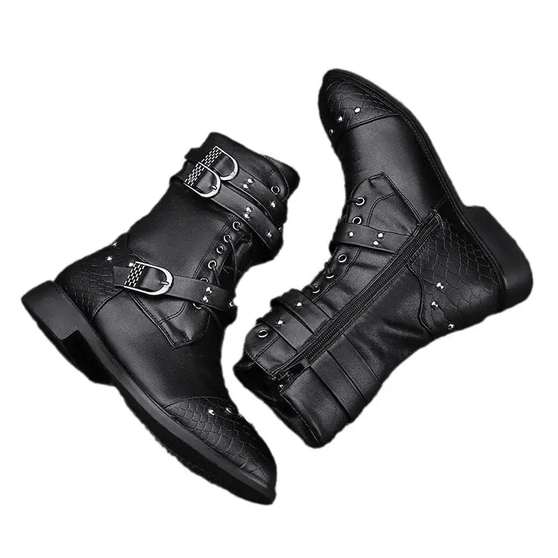 Middle Tube Leather Boots Ceremonial Motorcycle Men's Martin Performance Beyond Trends Hub