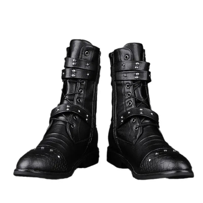 Middle Tube Leather Boots Ceremonial Motorcycle Men's Martin Performance Beyond Trends Hub