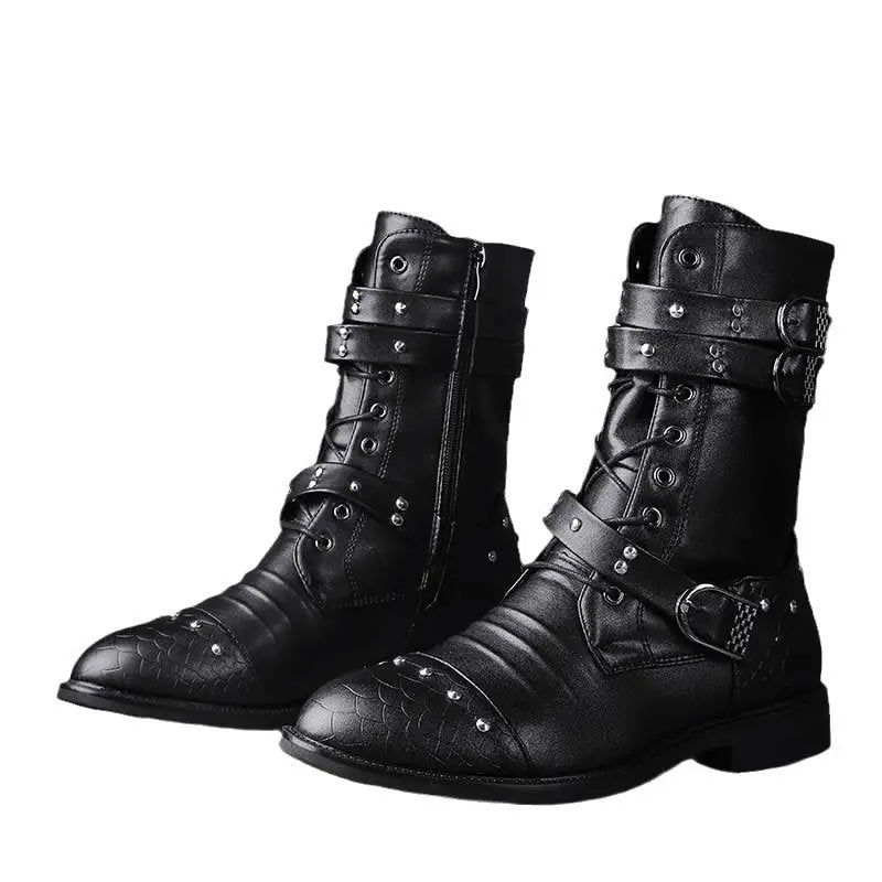 Middle Tube Leather Boots Ceremonial Motorcycle Men's Martin Performance Beyond Trends Hub