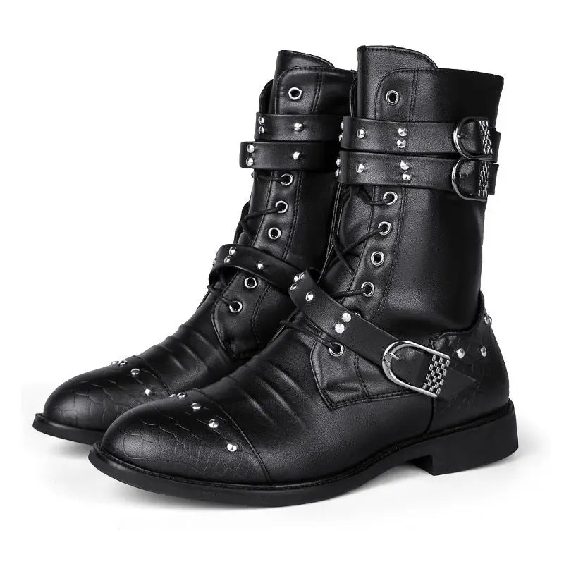 Middle Tube Leather Boots Ceremonial Motorcycle Men's Martin Performance Beyond Trends Hub