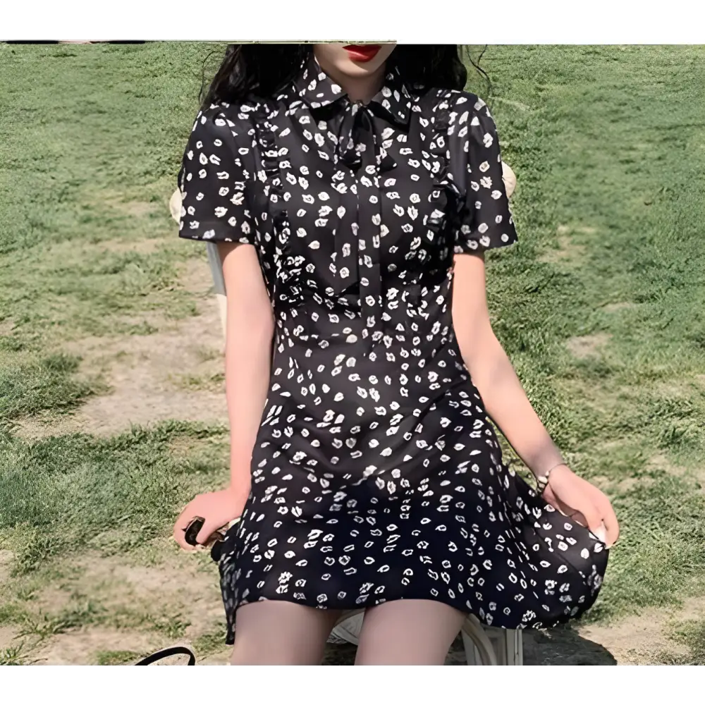 Mini Dresses Women Daisy-print Korean Style Chic Trendy Popular Slim Leisure