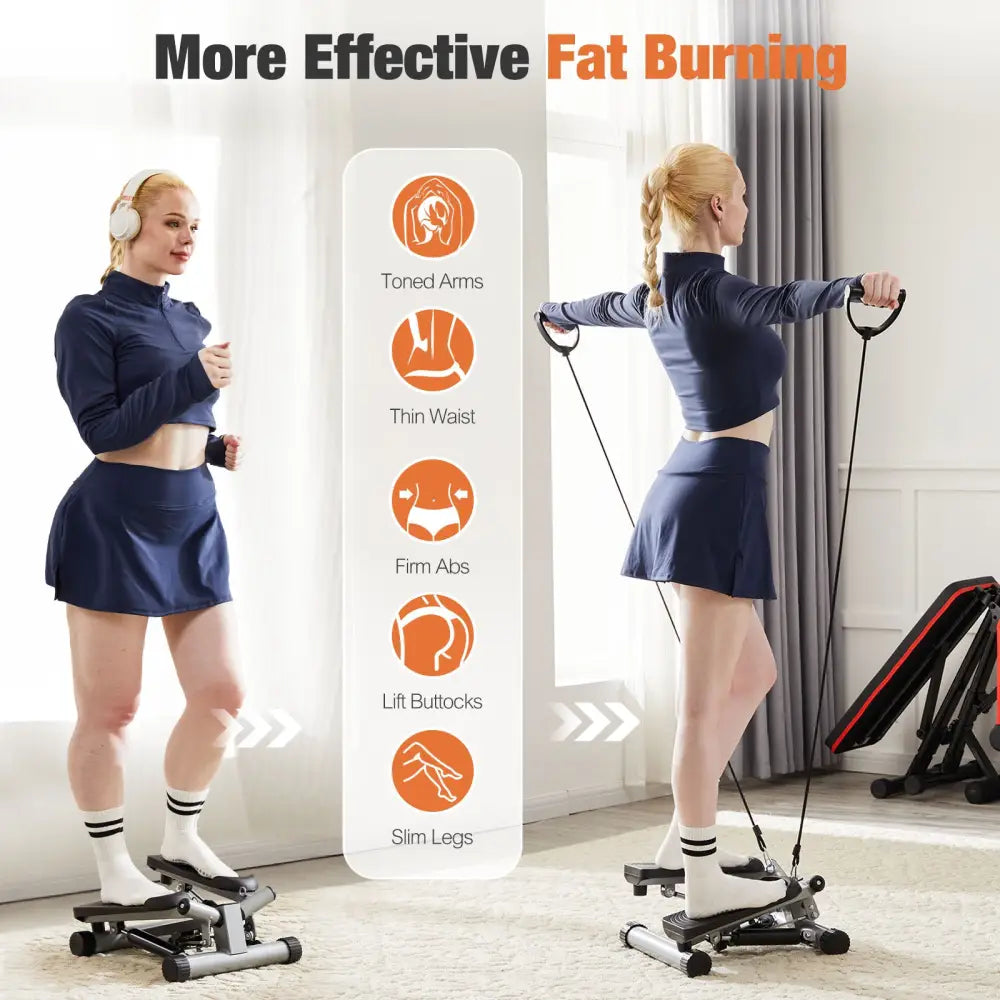 Mini Stepper With Resistance Band - Gray - 5