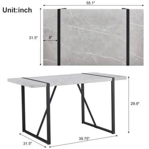 Modern Dining Table 55 Inch Kitchen Table For 4 People Rectangular Dinner Table For Dining Room Home Office Living Room