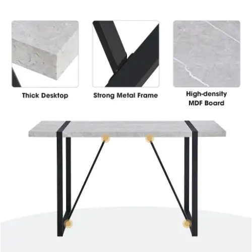Modern Dining Table 55 Inch Kitchen Table For 4 People Rectangular Dinner Table For Dining Room Home Office Living Room