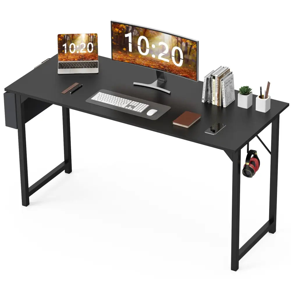 Modern Minimalist Style Computer Desk For Home Office - 55Inches Black - 5