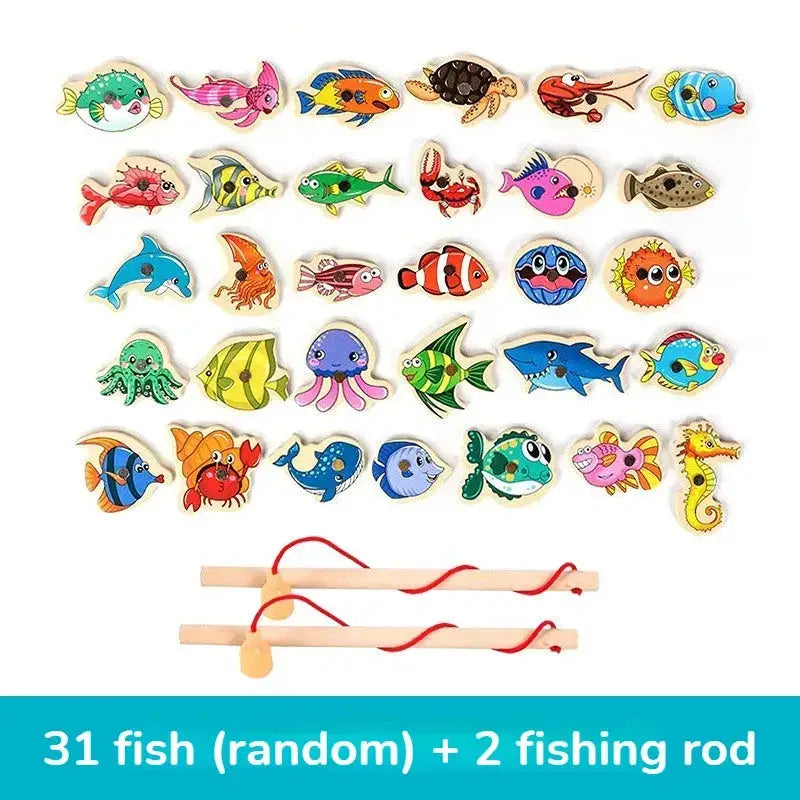 Montessori Wooden Fishing Toys For Children Magnetic Marine Life Cognition Fish Games Parent-Child Interactive Educational Toy - Beyond Trends Hub 