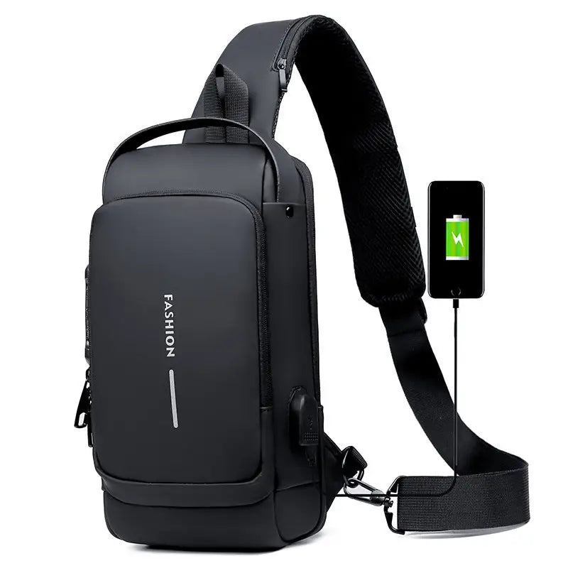 Motorcycle Chest Bag Password Anti-theft Men’s Fashion - Black