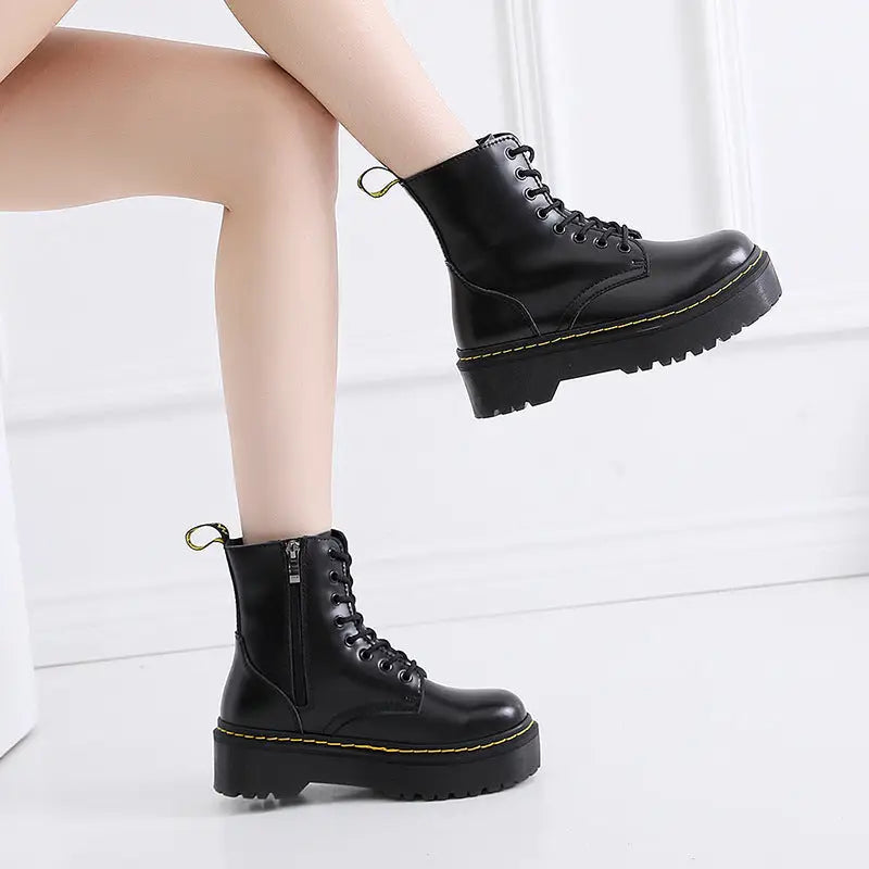 Muffin Bottom Lace-up Motorcycle Boots Beyond Trends Hub