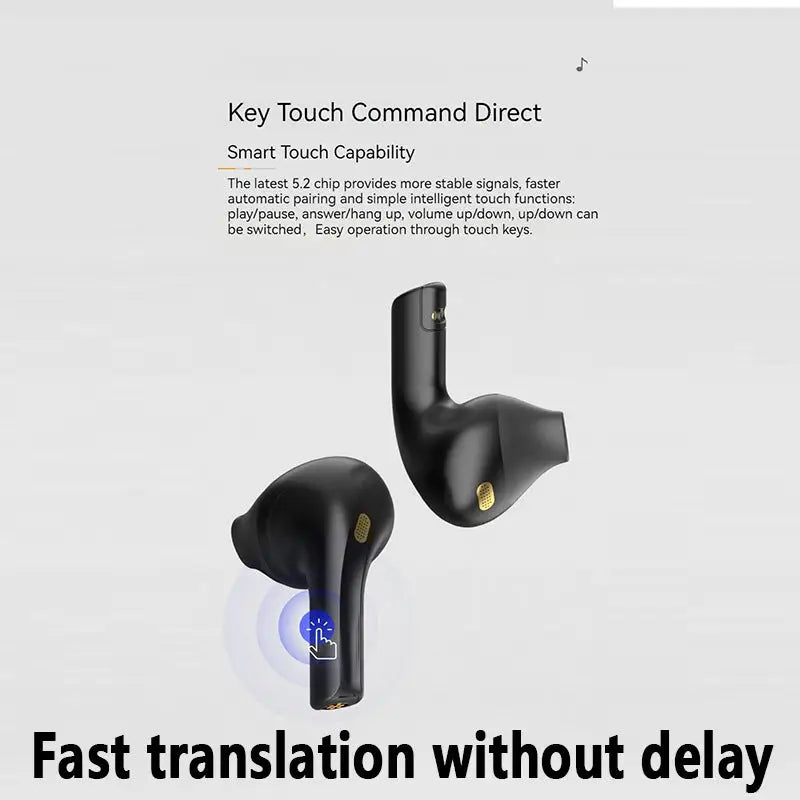 Multi-language Intelligent AI Translation Bluetooth Headset - Black
