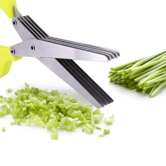 Multifunctional Multi-layer Green Onion Scissors Stainless Steel Onion Cutting Knife Herb Seaweed Spice Scissors Kitchen Scissor Kitchen Gadgets Beyond Trends Hub