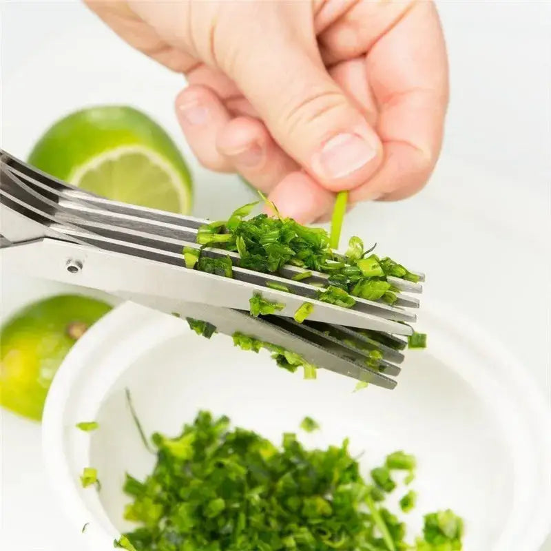 Multifunctional Multi-layer Green Onion Scissors Stainless Steel Onion Cutting Knife Herb Seaweed Spice Scissors Kitchen Scissor Kitchen Gadgets Beyond Trends Hub