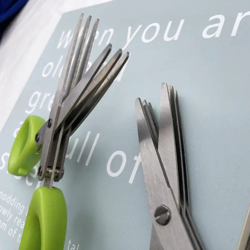 Multifunctional Multi-layer Green Onion Scissors Stainless Steel Onion Cutting Knife Herb Seaweed Spice Scissors Kitchen Scissor Kitchen Gadgets Beyond Trends Hub