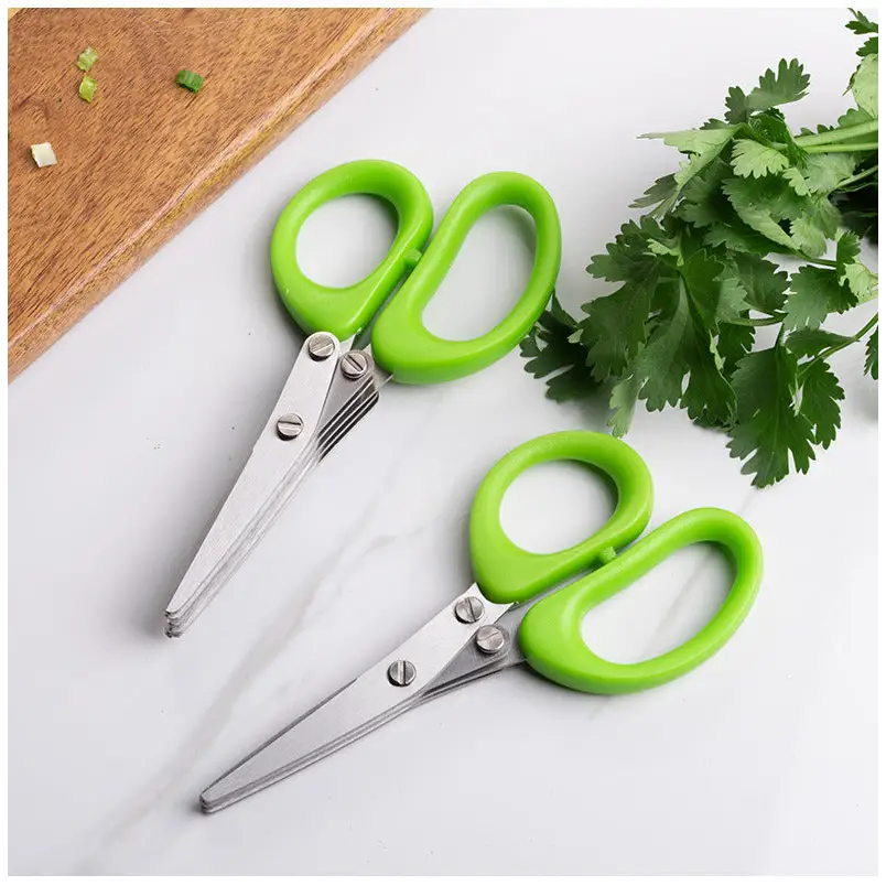 Multifunctional Multi-layer Green Onion Scissors Stainless Steel Onion Cutting Knife Herb Seaweed Spice Scissors Kitchen Scissor Kitchen Gadgets Beyond Trends Hub