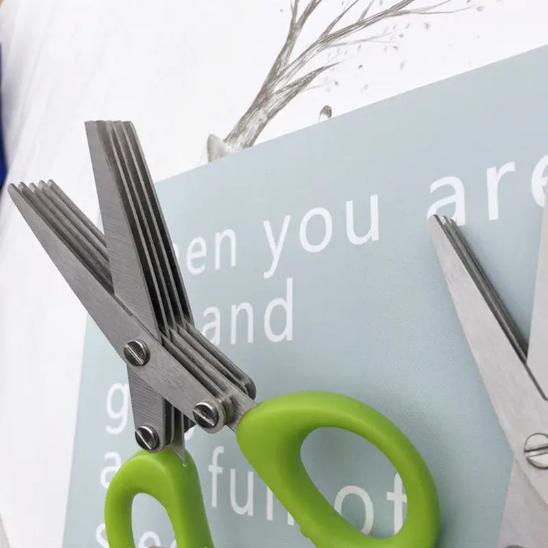 Multifunctional Multi-layer Green Onion Scissors Stainless Steel Onion Cutting Knife Herb Seaweed Spice Scissors Kitchen Scissor Kitchen Gadgets Beyond Trends Hub