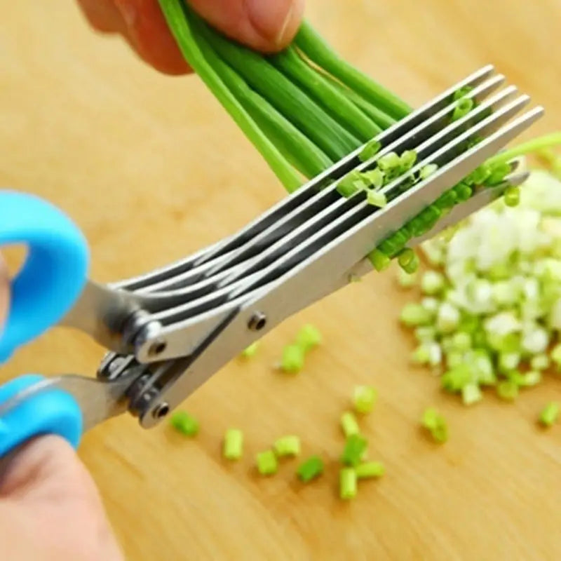 Multifunctional Multi-layer Green Onion Scissors Stainless Steel Onion Cutting Knife Herb Seaweed Spice Scissors Kitchen Scissor Kitchen Gadgets Beyond Trends Hub