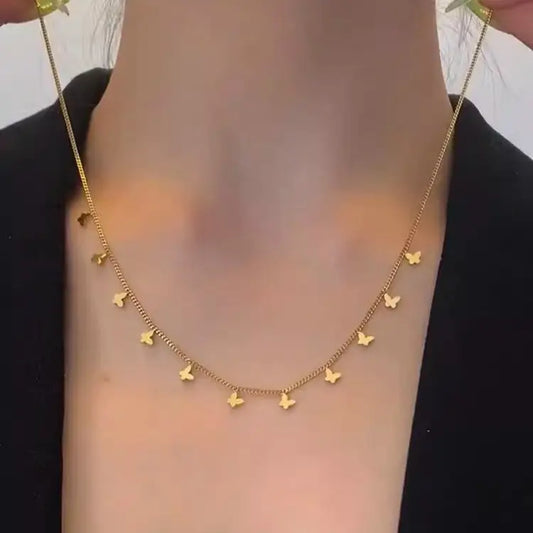 Multiple Small Butterfly Necklaces For Women - Gold