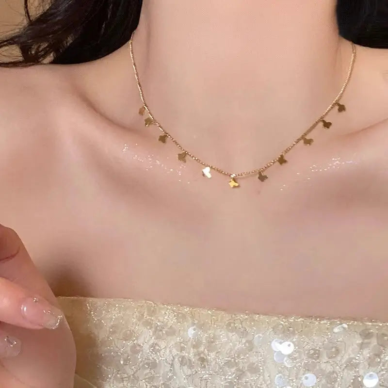 Multiple Small Butterfly Necklaces For Women - Gold