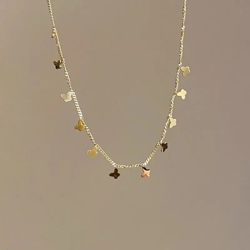 Multiple Small Butterfly Necklaces For Women - Gold