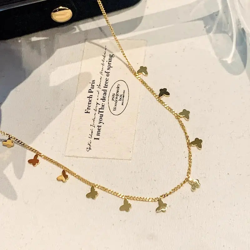 Multiple Small Butterfly Necklaces For Women - Gold