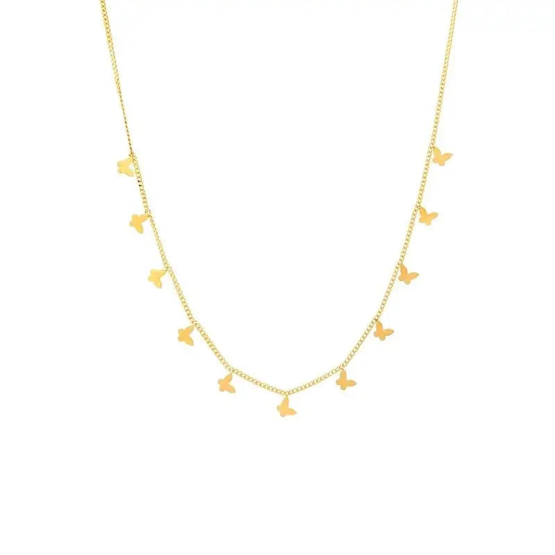 Multiple Small Butterfly Necklaces For Women - Gold
